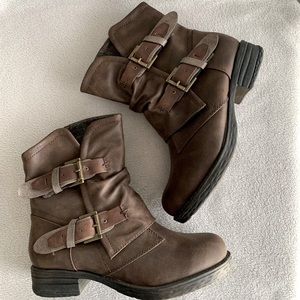 Jellypop Brown Boots - Double Buckle Detail